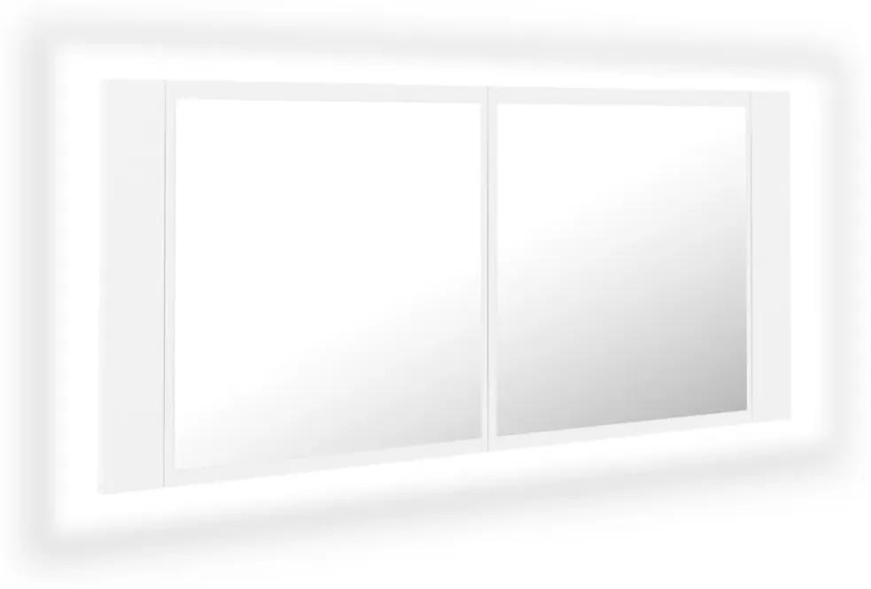 vidaXL Καθρέφτης Μπάνιου με Ντουλάπι LED Λευκός 100x12x45 εκ Ακρυλικός