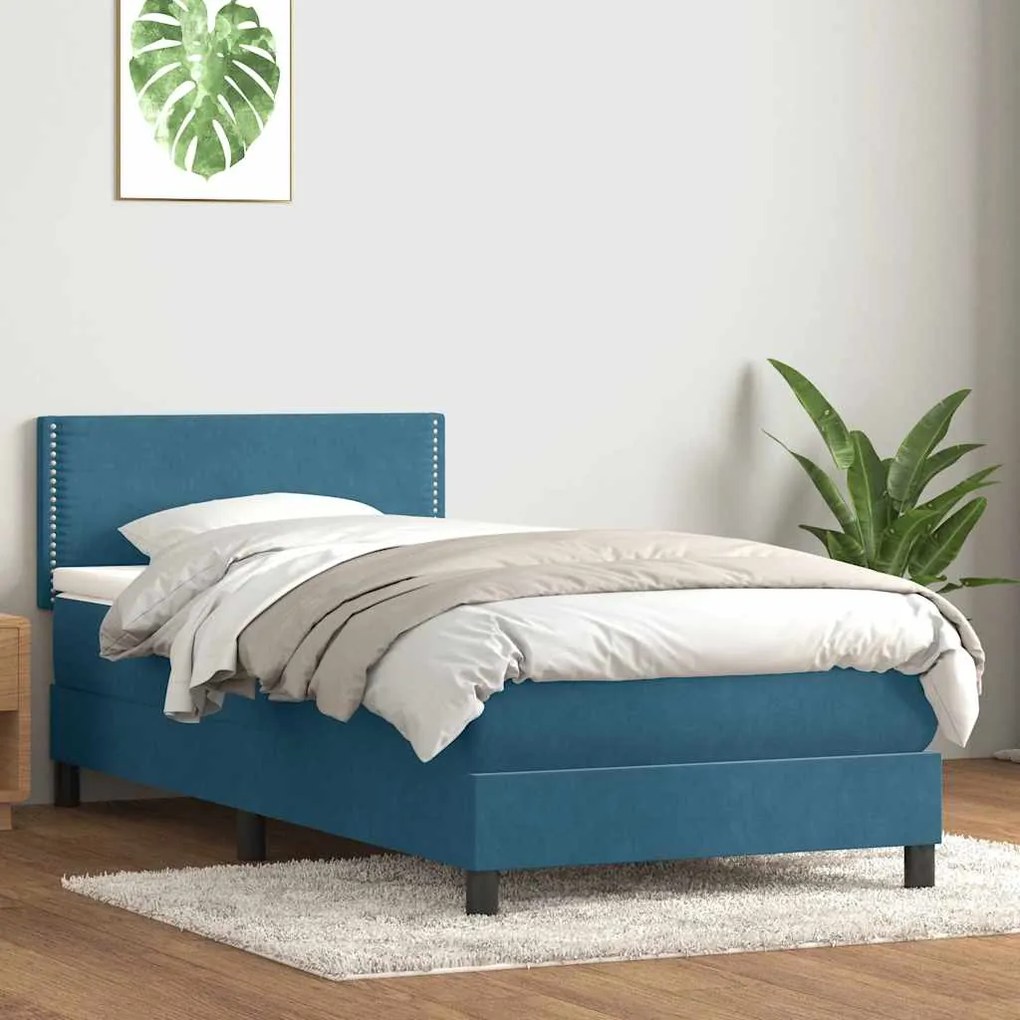 BOX SPRING ΚΡΕΒΑΤΙ ΜΕ ΣΤΡΩΜΑ ΣΚΟΥΡΟ ΜΠΛΕ 80X210 ΕΚ. ΒΕΛΟΥΔΙΝΟ 3316765