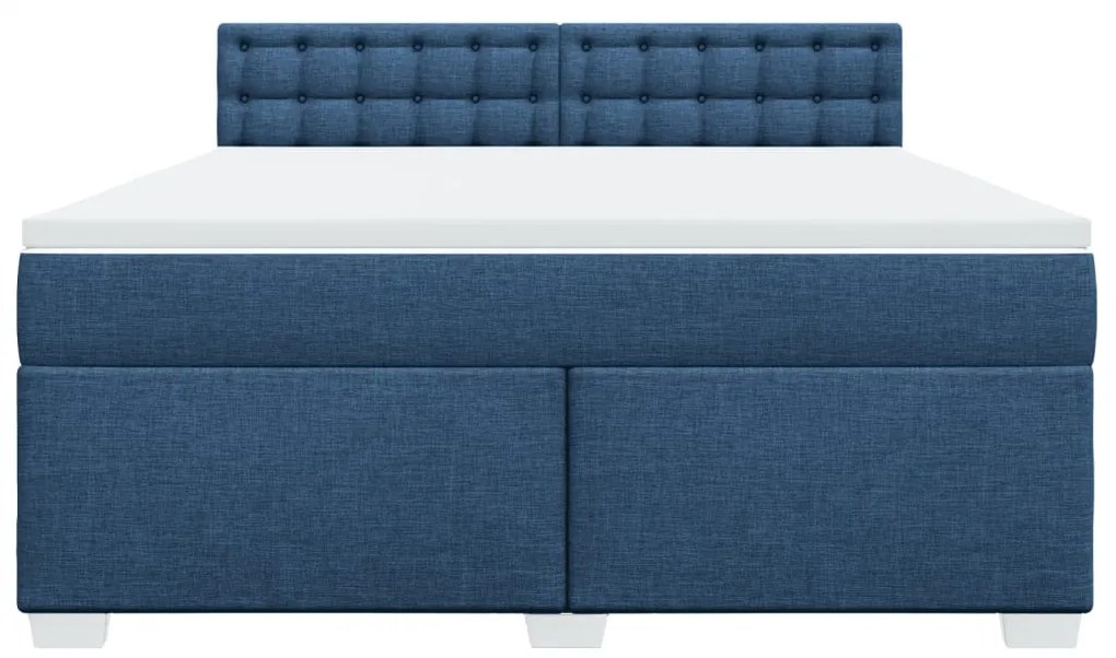 vidaXL Κρεβάτι Boxspring με Στρώμα Μπλε 180x200 εκ. Υφασμάτινο