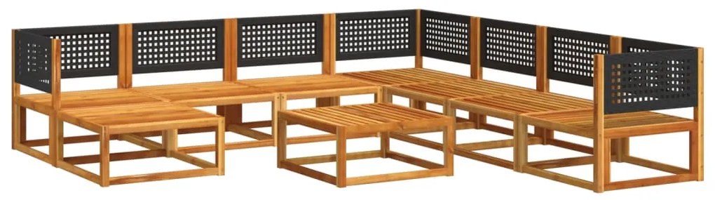 vidaXL Σετ Καναπέδων Κήπου 9 Τεμαχίων με Μαξιλάρια από Ξύλο Ακακίας και Ρατάν
