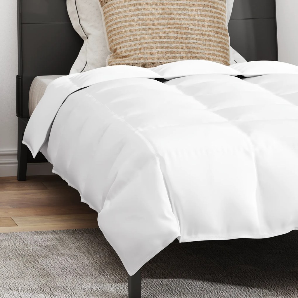 vidaXL Πάπλωμα με μαξιλάρι 2 pcs Λευκό 140 x 220 cm Πούπουλο