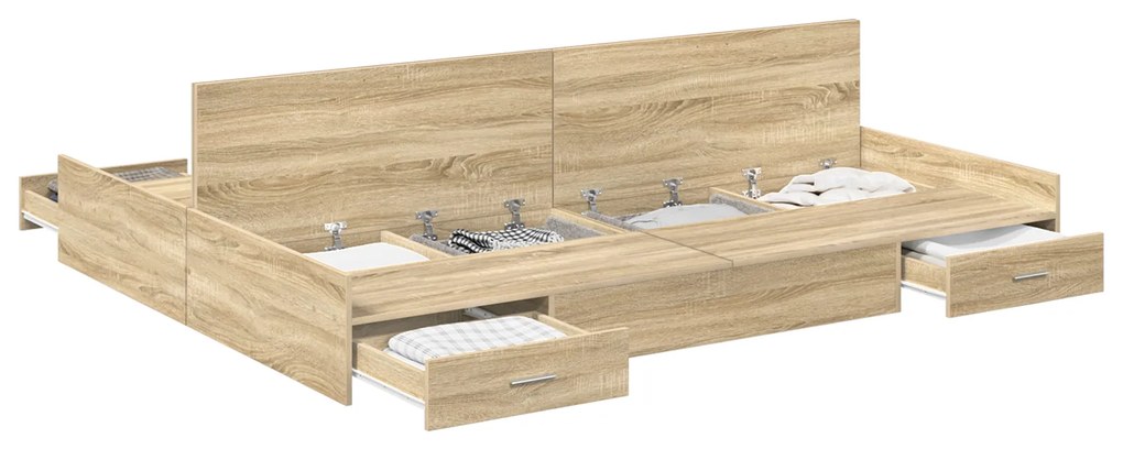 vidaXL Κρεβάτι με αποθηκευτικό χώρο Sonoma Δρυς 160 x 200 cm
