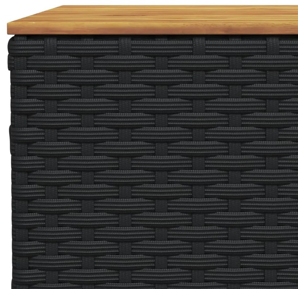 vidaXL Τραπέζι Κήπου Μαύρο 55x55x36 εκ. Συνθετικό Ρατάν/Ξύλο Ακακίας