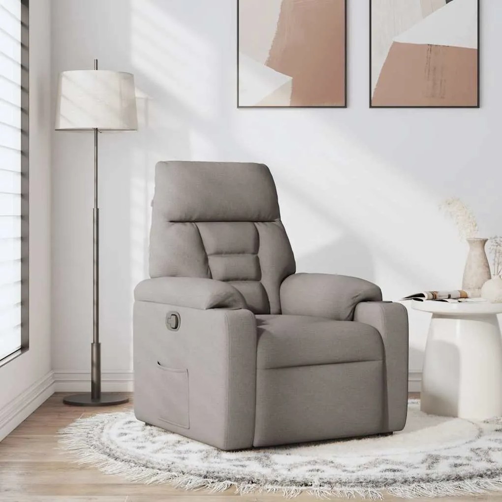 vidaXL Πολυθρόνα Ανακλινόμενη Taupe Υφασμάτινη