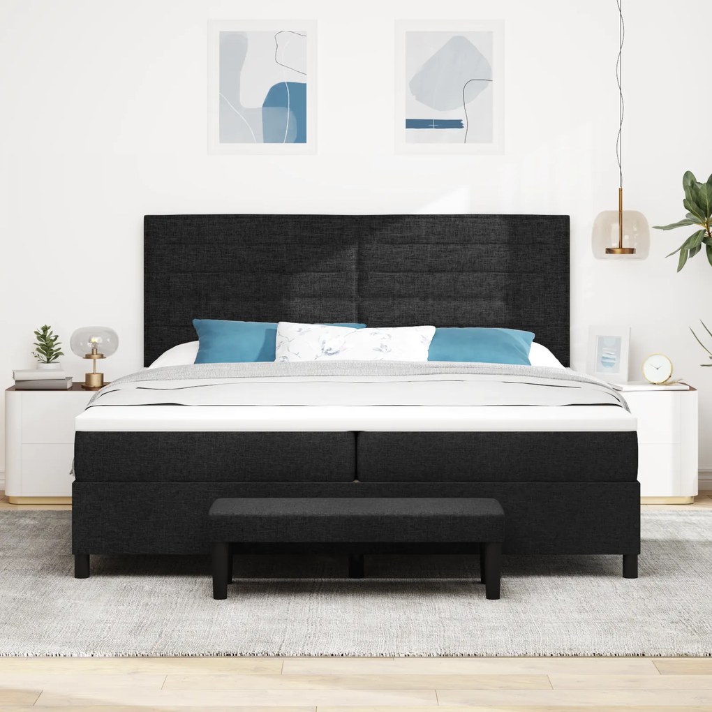 vidaXL Κρεβάτι με ελατήρια με στρώμα Μαύρο 200 x 200 cm ύφασμα
