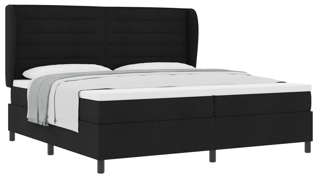 vidaXL κρεβάτι Box Spring με στρώμα Μαύρο 200x200 εκ. Υφάσματος
