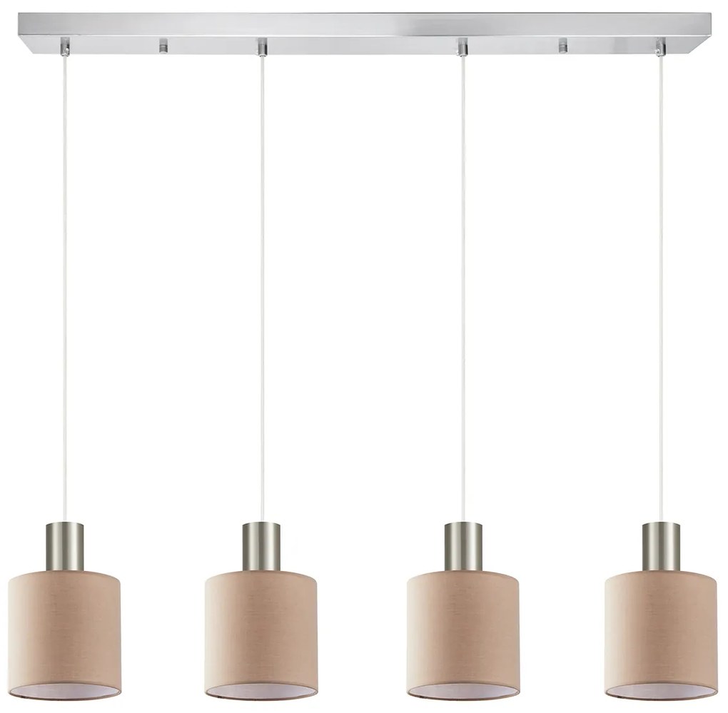 Φωτιστικό Οροφής SE21-NM-4-4NM-SH3 ADEPT TUBE Nickel Matt Pendant Brown Fabric Shade+ - 77-8434 - 51W - 100W - 77-8434