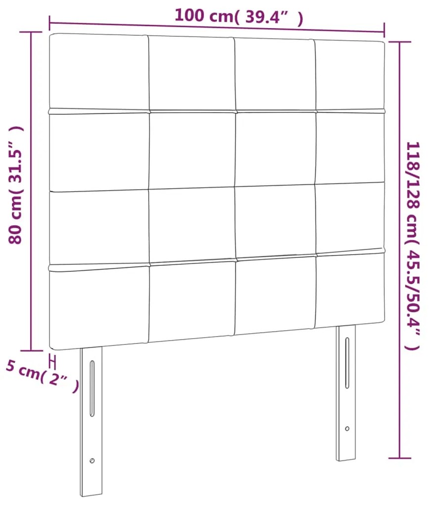 vidaXL Κεφαλάρι Κρεβατιού LED Taupe 100x5x118/128 εκ. Υφασμάτινο