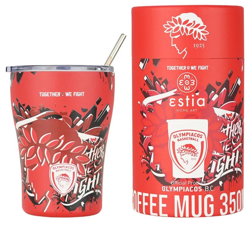 ESTIA ΘΕΡΜΟΣ COFFEE MUG OLYMPIACOS BC EDITION TOGETHER WE FIGHT 350ml