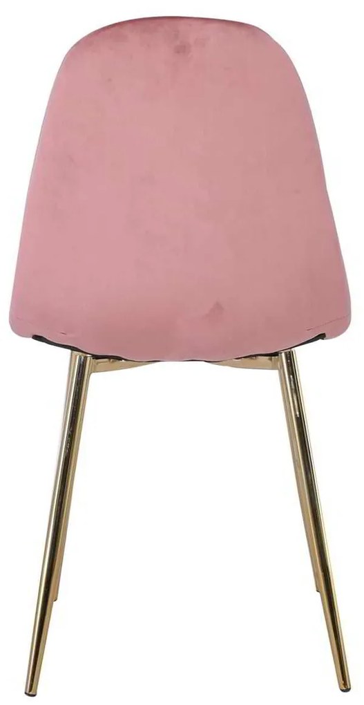 Καρέκλα CELINA Μεταλλική Χρυσό, Velure Antique Pink 45x54x85cm (Σετ 4 ΤΕΜ)