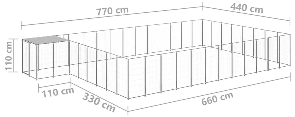 vidaXL Σπιτάκι Σκύλου Ασημί 30,25 μ² Ατσάλινο