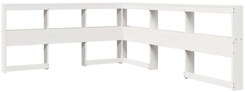 vidaXL Κρεβάτι Βιβλιοθήκη Χωρίς Στρώμα Λευκό 135x190 εκ Μασίφ Πεύκο