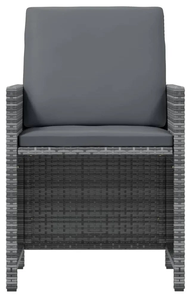 vidaXL Σετ Τραπεζαρίας Κήπου 17 τεμ. Γκρι Συνθετικό Ρατάν με Μαξιλάρια