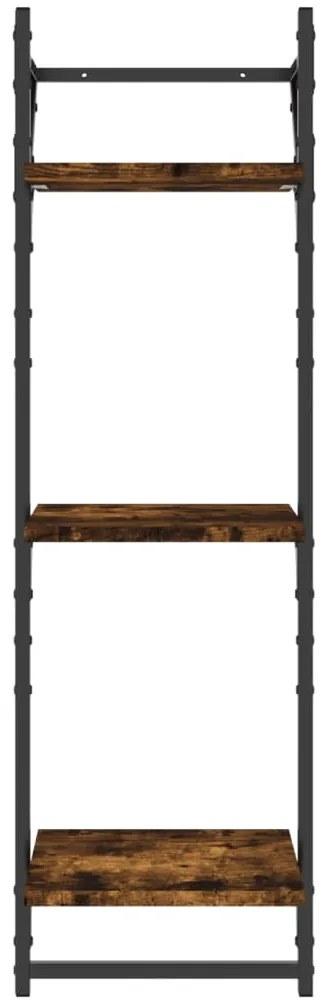 vidaXL Ράφια Τοίχου 3 Επιπέδων με Μπάρα 2τεμ Καπνιστή Δρυς 30x25x100εκ