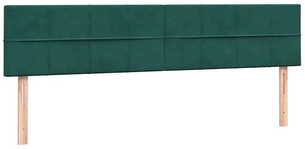 Box Spring Κρεβάτι με στρώματα Σκούρο πράσινο Βελούδινο - Πράσινο