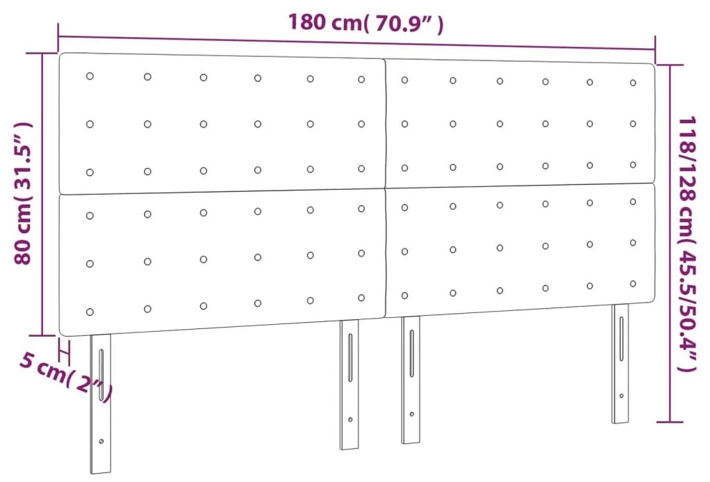 Κεφαλάρια Κρεβατιού 4 τεμ. Σκούρο Γκρι 90x5x78/88 εκ. Βελούδινο - Γκρι