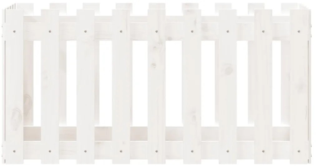 vidaXL Ζαρντινιέρα Υπερυψωμένη Σχ Φράχτη Λευκή 100x50x50εκ Μασίφ Πεύκο