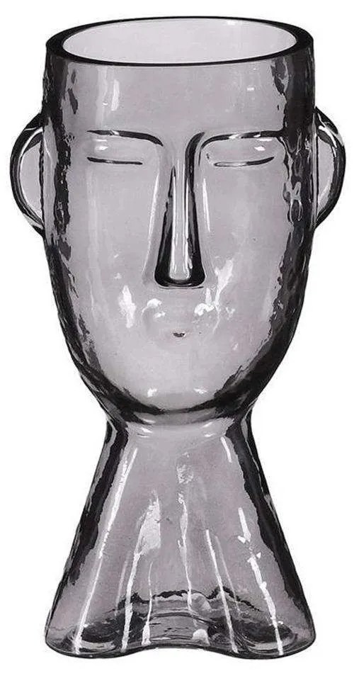 Βάζο Γυάλινο Face 02.1122534 12x24cm Smoke Glass