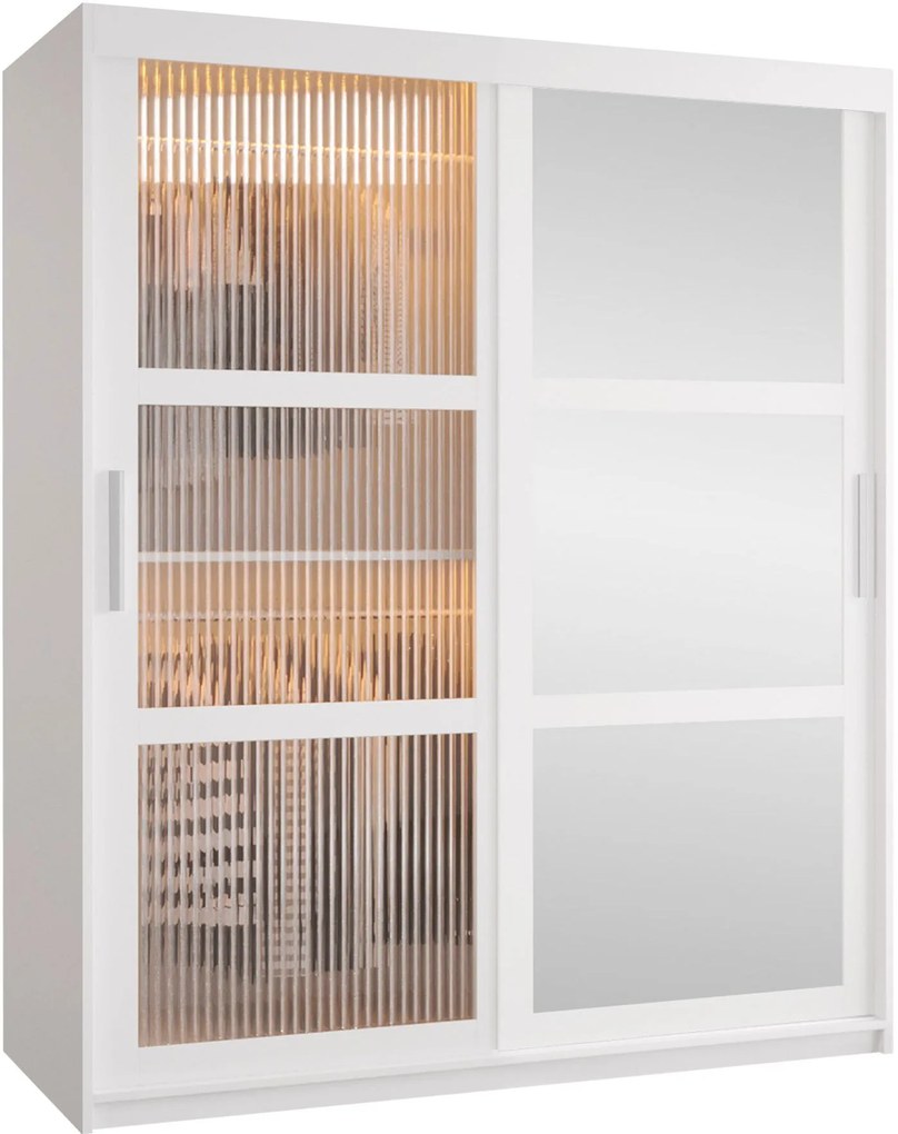 Ντουλάπα Flutes II 150 Συρόμενη-Λευκό