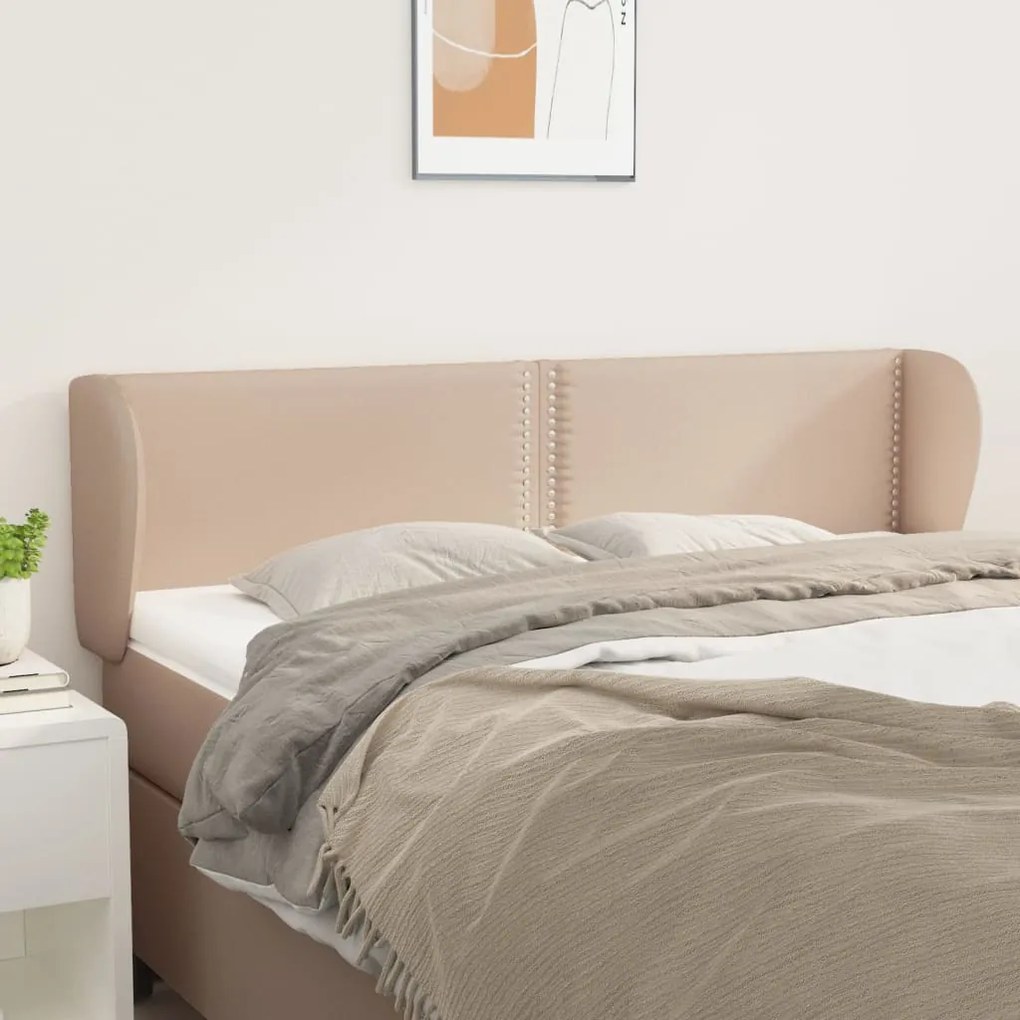 vidaXL Κεφαλάρι με Πτερύγια Καπουτσίνο 147x23x78/88εκ. Συνθετικό Δέρμα