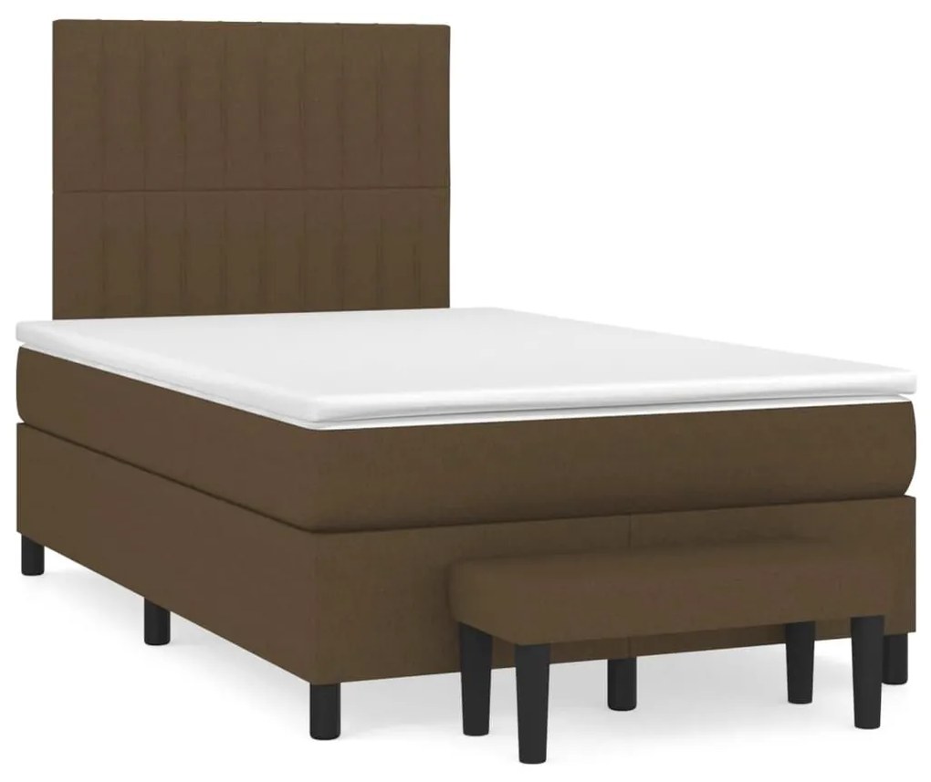 Κρεβάτι Boxspring με Στρώμα Σκούρο Καφέ 120x200 εκ. Υφασμάτινο - Καφέ