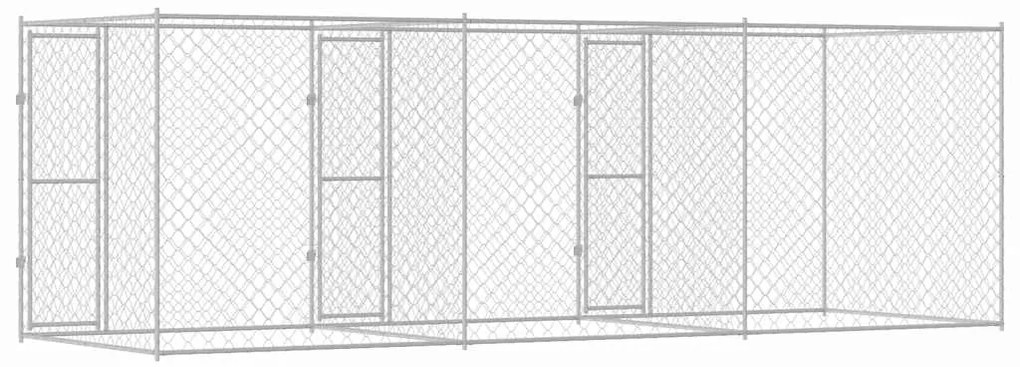 vidaXL Κλουβί σκύλου Ασημί 600 x 200 x 200 εκ. Επικαλυμμένος Χάλυβας