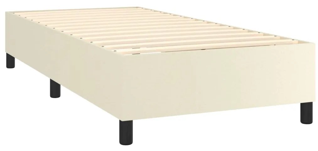 Κρεβάτι Boxspring με Στρώμα Κρεμ 100x200εκ. από Συνθετικό Δέρμα - Κρεμ