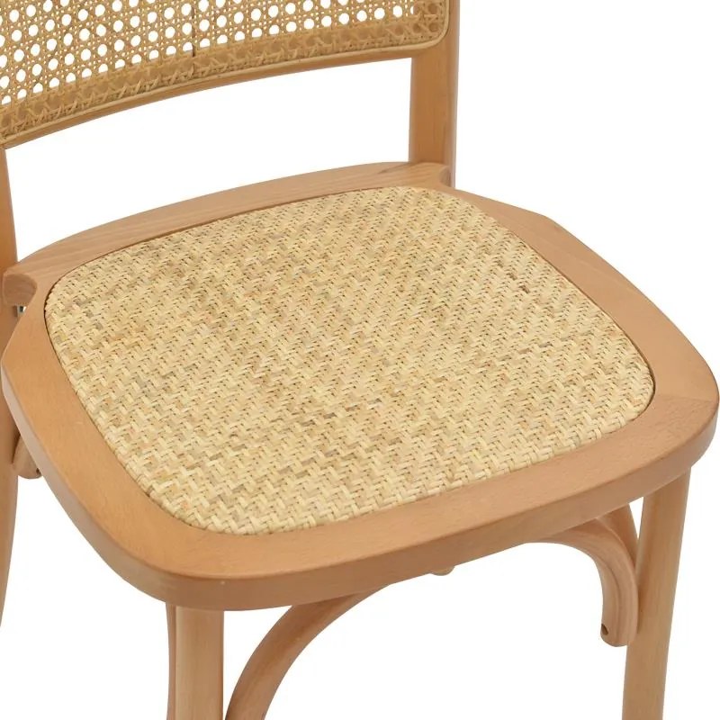 Καρέκλα Kalliope φυσικό ξύλο οξιάς-φυσικό rattan 45x50x89εκ