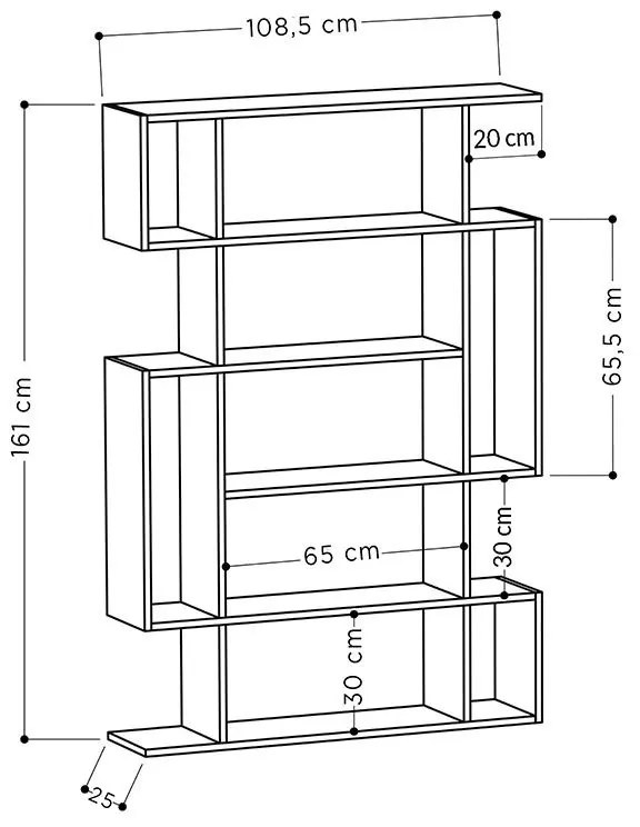 Βιβλιοθήκη MITO σε χρώμα φυσικό-ανθρακί 108,5x25,5x161εκ 108.5x25.5x161 εκ.