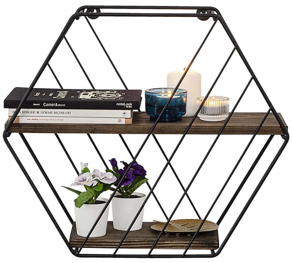 Ραφιέρα Τοίχου Liliales 491CRT1133 44x15x40cm Walnut-Black