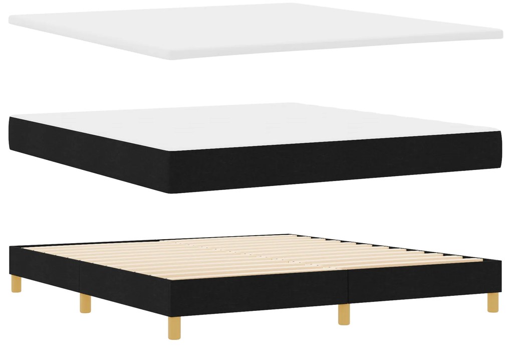 vidaXL Κρεβάτι Box Spring με Στρώμα Μαύρο 180x200 cm Ύφασμα