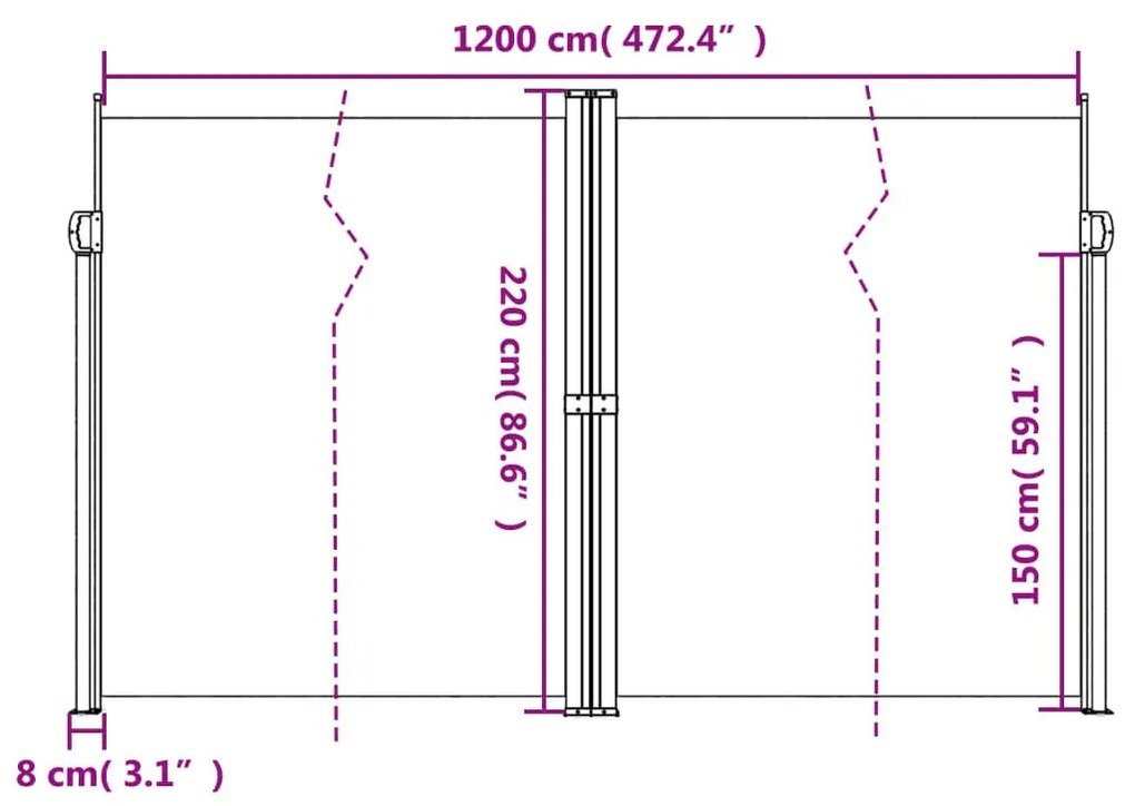 Σκίαστρο Πλαϊνό Συρόμενο Κρεμ 220x1200 εκ. - Κρεμ