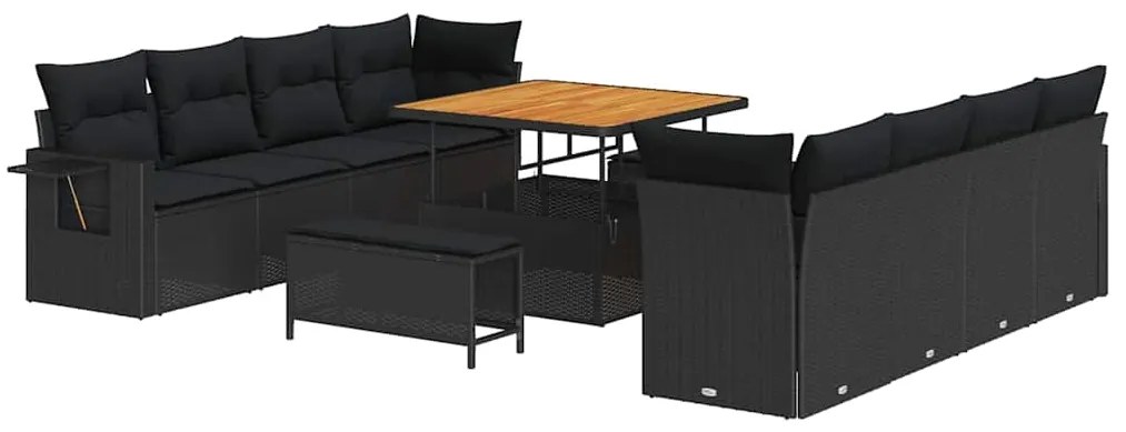 vidaXL Σετ Καναπέ Κήπου με μαξιλάρι 11 pcs Μαύρο 100 x 100 x 71 cm