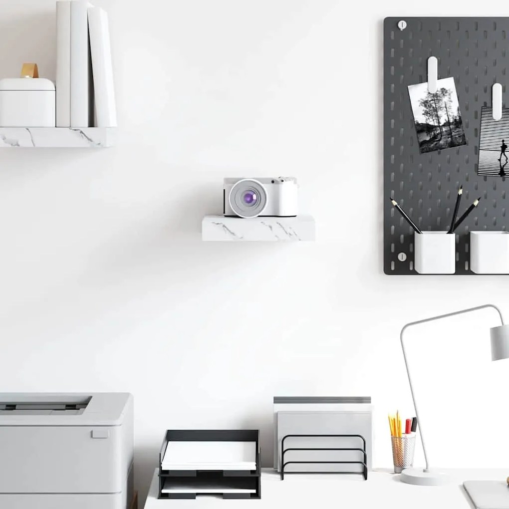 vidaXL Ράφι Τοίχου Λευκό Μάρμαρο 23 x 23,5 x 4 εκ Επεξεργασμένο ξύλο