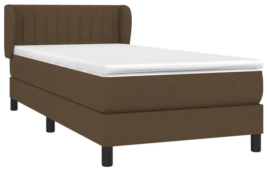 Κρεβάτι Boxspring με Στρώμα Σκούρο Καφέ 100x200 εκ. Υφασμάτινο - Καφέ