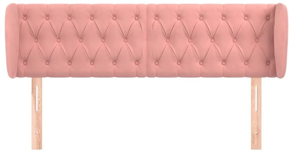 Κεφαλάρι με Πτερύγια Ροζ 163x23x78/88 εκ. Βελούδινο - Ροζ