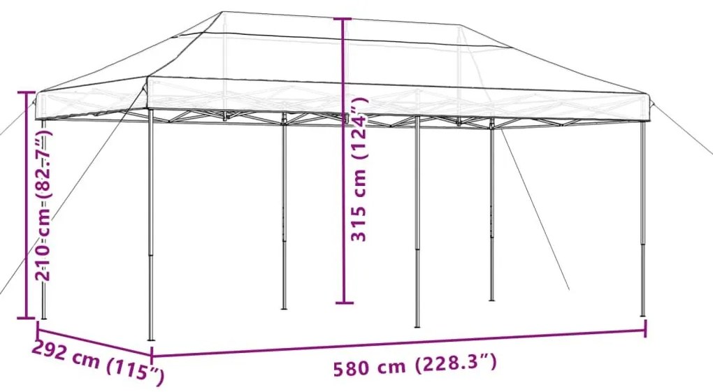 Τέντα Εκδηλώσεων Πτυσσόμενη Pop-Up Καφέ 580x292x315 εκ. - Καφέ