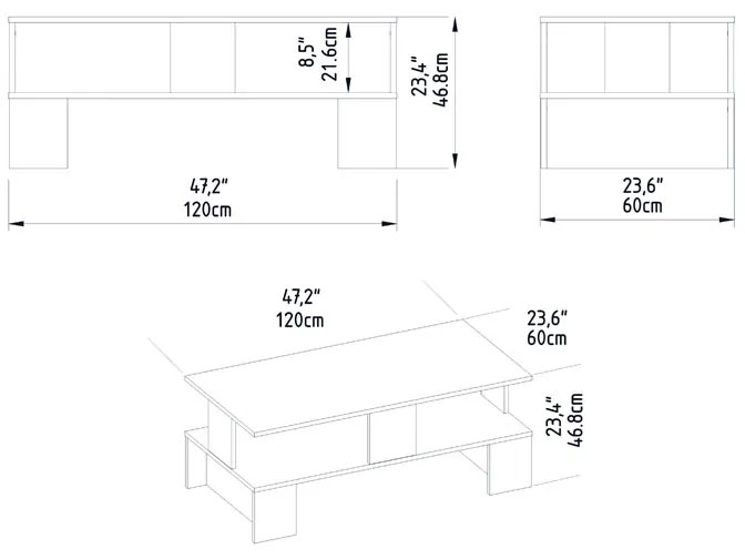 Τραπέζι σαλονιού Olly pakoworld λευκό 120x60x47εκ - 120-000372