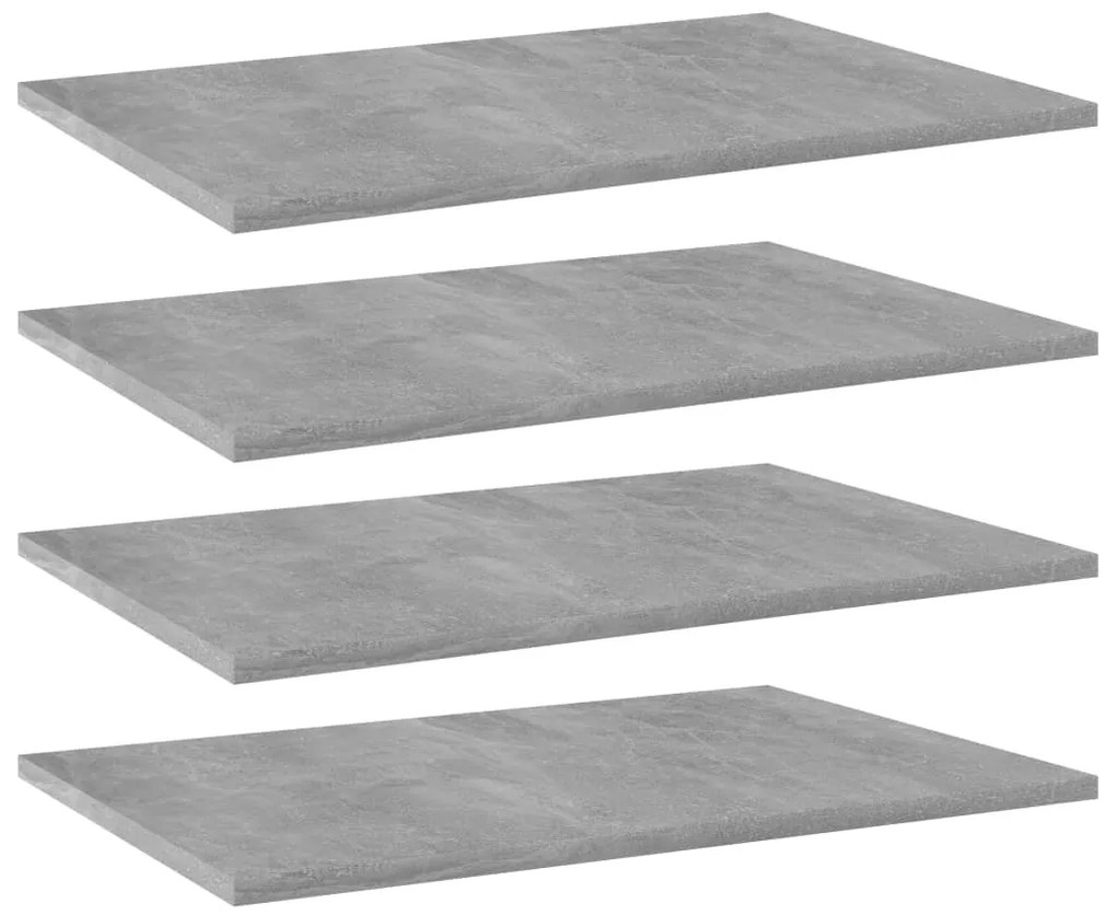 vidaXL Ράφια Βιβλιοθήκης 4 τεμ. Γκρι Σκυροδ. 60x40x1,5 εκ. Επεξ. Ξύλο