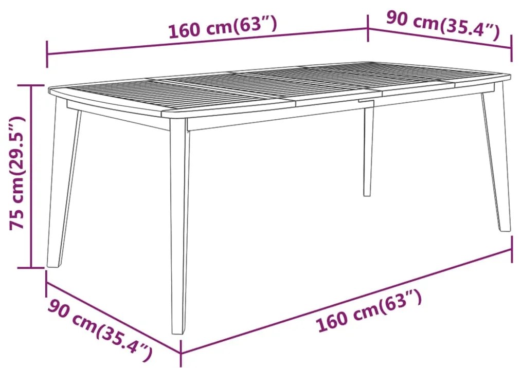 ΤΡΑΠΕΖΙ ΚΗΠΟΥ 160X90X75 ΕΚ. ΑΠΟ ΜΑΣΙΦ ΞΥΛΟ ΑΚΑΚΙΑΣ 310303