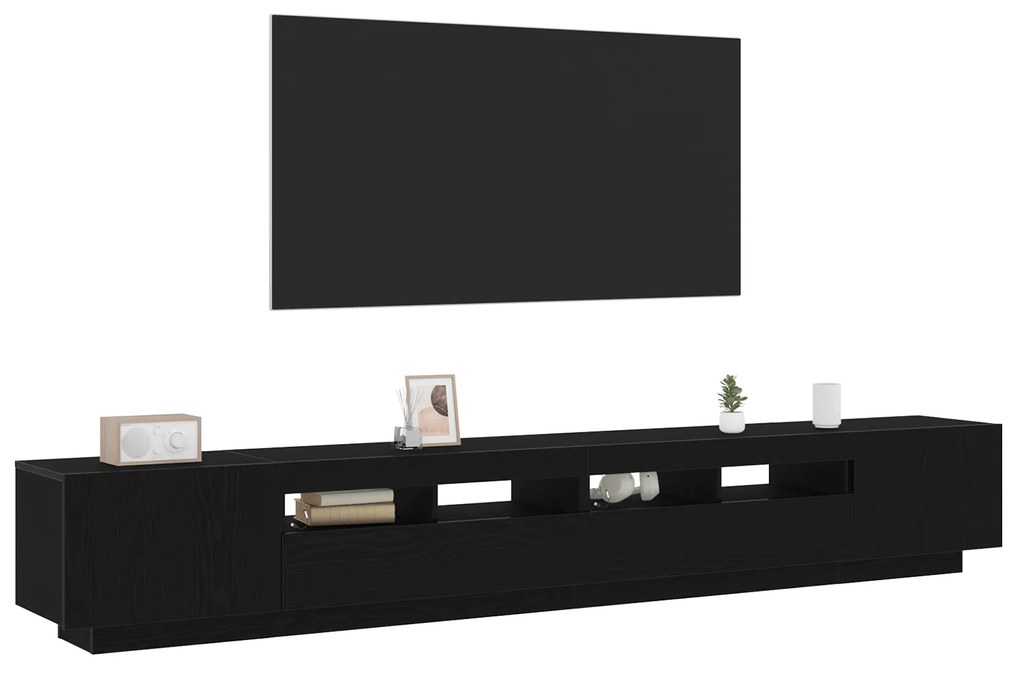 vidaXL Ντουλάπι TV με LED Φώτα Μαύρη Δρυς 260x35x40 εκ Επεξεργασμένο Ξύλο