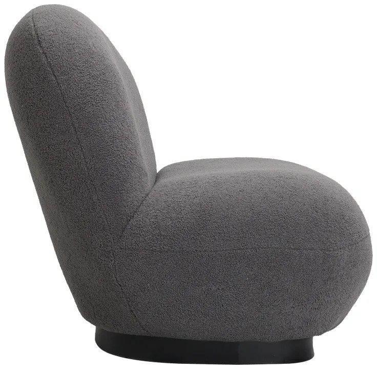 Πολυθρόνα Rosalie pakoworld μπουκλέ ύφασμα σε ανθρακί απόχρωση με μαύρη βάση 85x82x77εκ