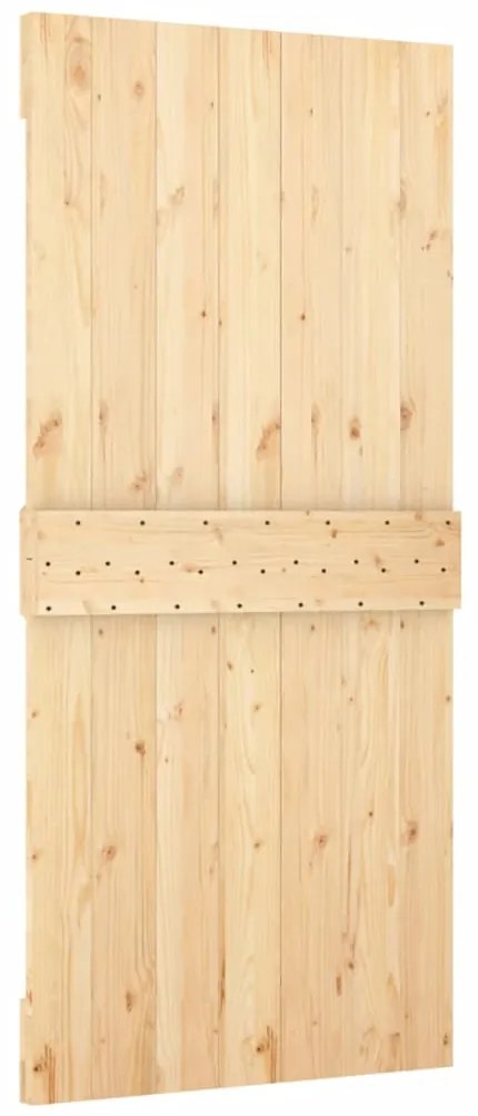 vidaXL Συρόμενη Μεσόπορτα με Μηχανισμό 90 x 210 εκ. Μασίφ Ξύλο Πεύκου