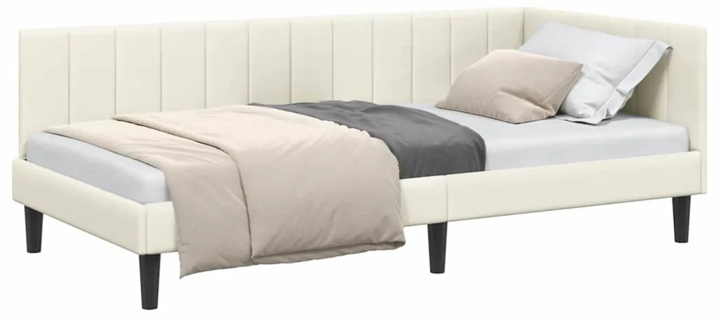 vidaXL Κρεβάτι Γωνίας με κεφαλάρι Κρεμ 100 x 200 cm Βελούδο