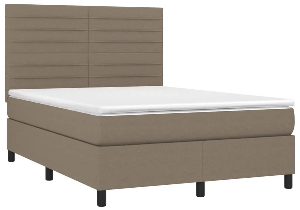 vidaXL Κρεβάτι Boxspring με Στρώμα Taupe 140x190 εκ. Υφασμάτινο