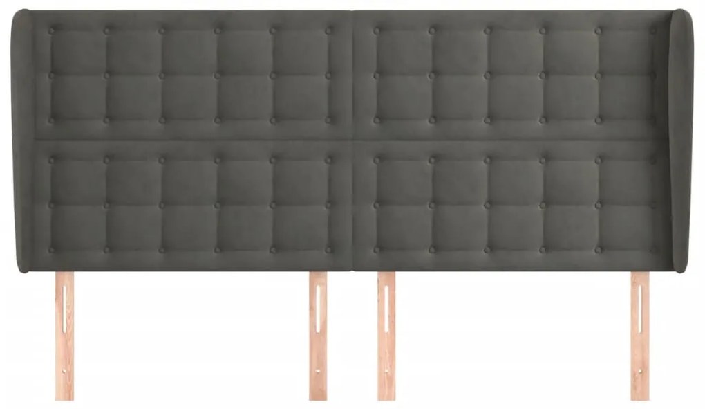 Κεφαλάρι με Πτερύγια Σκούρο Γκρι 203x23x118/128 εκ. Βελούδινο 3118457