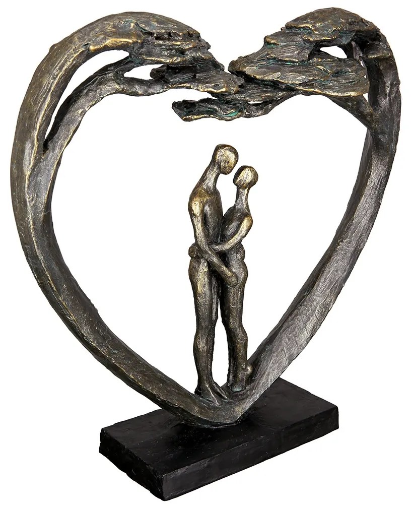 Γλυπτό Καρδιά &#039;Love Tree&#039; Ζευγάρι Μοτίβο Πολυρεζίνη Μπρονζέ 8x32x31.5cm