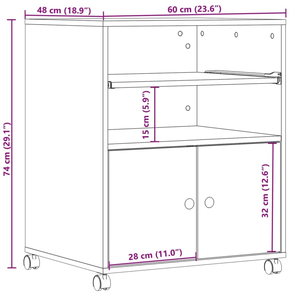 ΒΑΣΗ ΕΚΤΥΠΩΤΗ ΜΕ ΡΟΔΕΣ SONOMA ΔΡΥΣ 60X48X74 ΕΚ. 840634