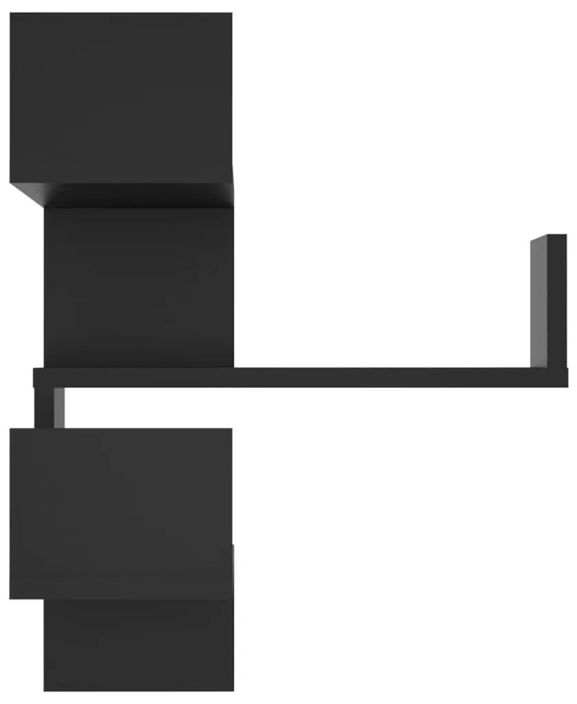 Γωνιακές Ραφιέρες Τοίχου 2 τεμ. Μαύρες 40x40x50 εκ. Μοριοσανίδα - Μαύρο