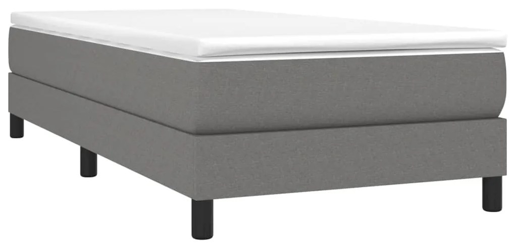 Κρεβάτι Boxspring με Στρώμα Σκούρο Γκρι 90x200 εκ. Υφασμάτινο - Γκρι